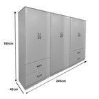Ντουλάπα εξάφυλλη Athos λευκή 240x42x180εκ