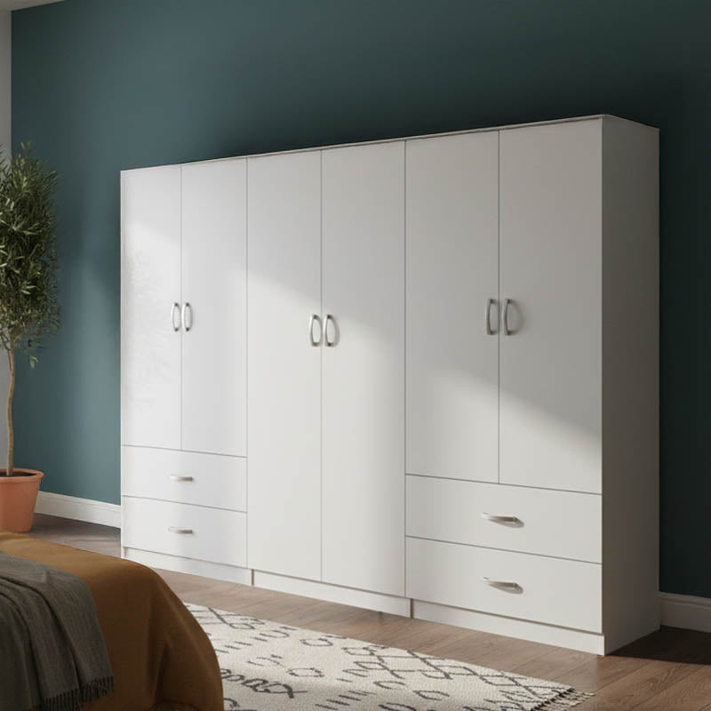 Ντουλάπα εξάφυλλη Athos λευκή 240x42x180εκ