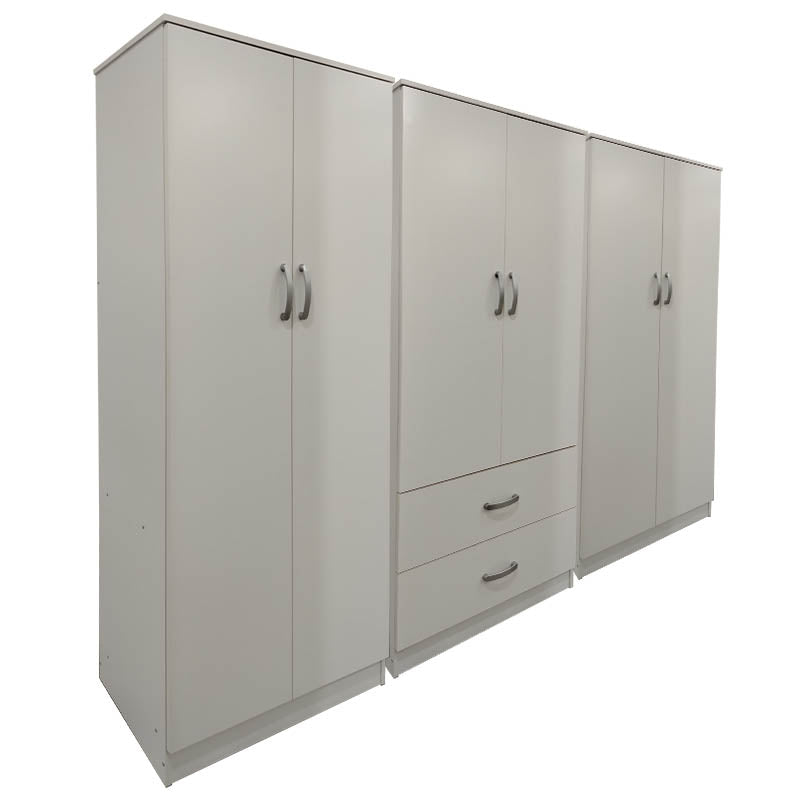 Ντουλάπα εξάφυλλη Athos I λευκή 240x42x180εκ