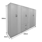 Ντουλάπα εξάφυλλη Athos I λευκή 240x42x180εκ