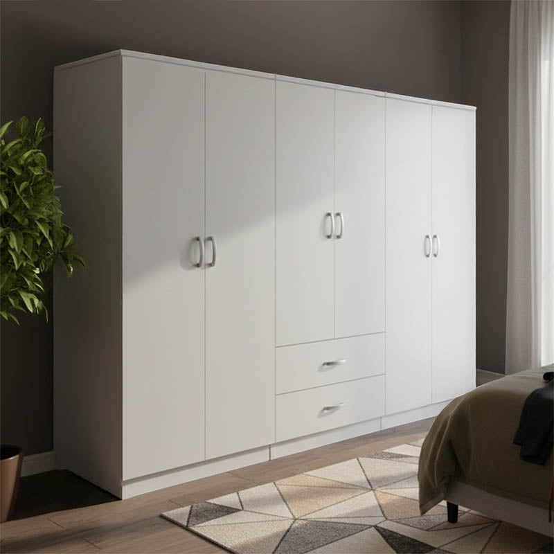 Ντουλάπα εξάφυλλη Athos I λευκή 240x42x180εκ
