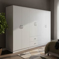 Ντουλάπα εξάφυλλη Athos I λευκή 240x42x180εκ