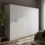 Ντουλάπα εξάφυλλη Athos I λευκή 240x42x180εκ