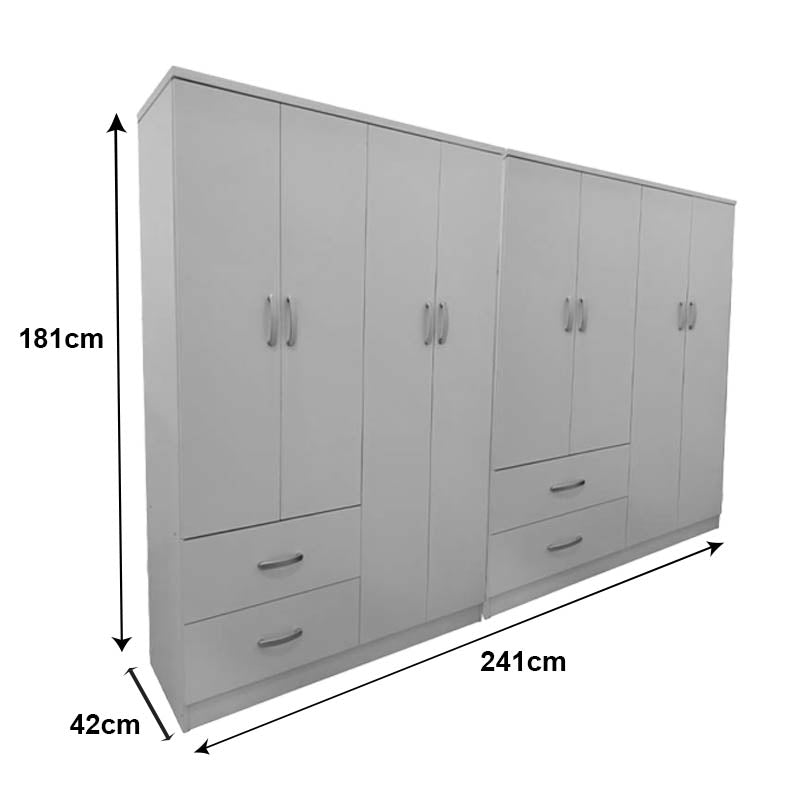 Ντουλάπα οχτάφυλλη Athos λευκή 241x42x181εκ