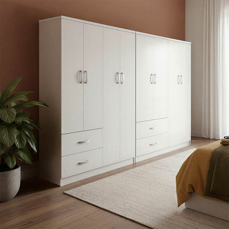 Ντουλάπα οχτάφυλλη Athos λευκή 241x42x181εκ