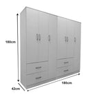 Ντουλάπα εξάφυλλη Athos λευκή 180x42x180εκ