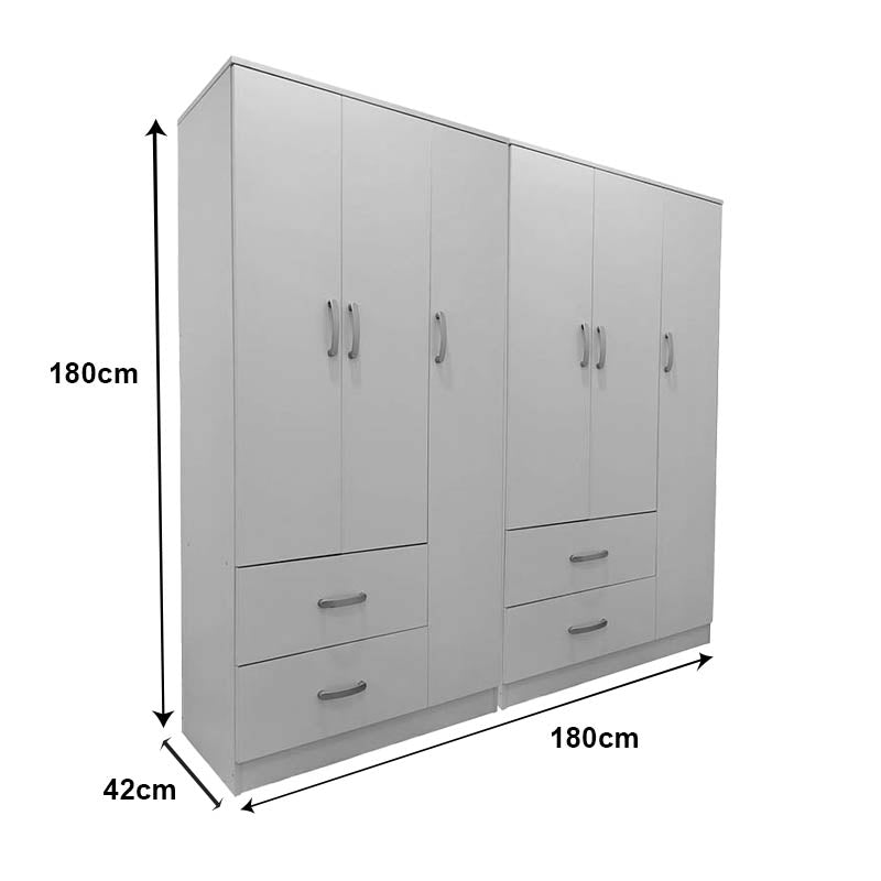 Ντουλάπα εξάφυλλη Athos λευκή 180x42x180εκ