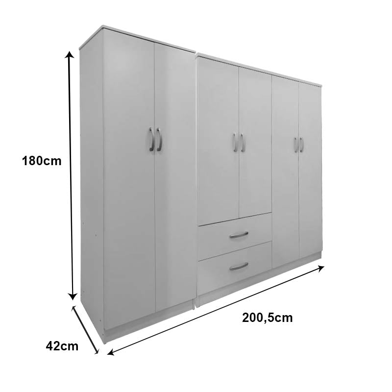 Ντουλάπα εξάφυλλη Athos Ι λευκή 200,5x42x180εκ