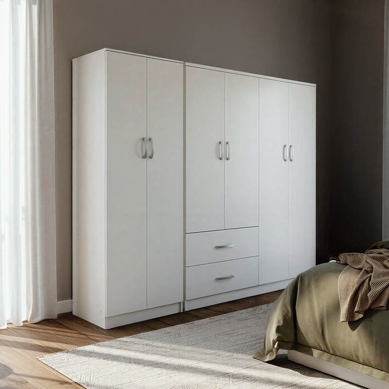 Ντουλάπα εξάφυλλη Athos Ι λευκή 200,5x42x180εκ