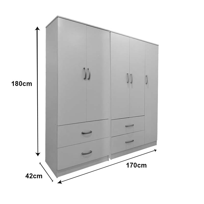 Ντουλάπα πεντάφυλλη Athos λευκή 170x42x180εκ