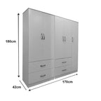Ντουλάπα πεντάφυλλη Athos λευκή 170x42x180εκ