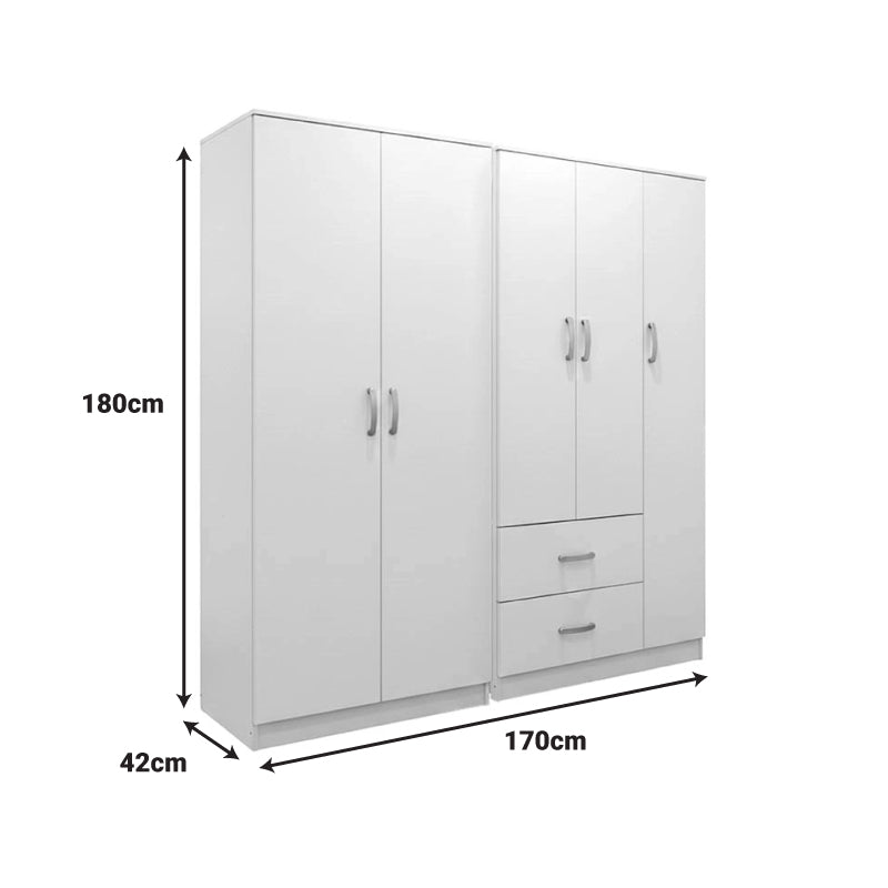 Ντουλάπα πεντάφυλλη Athos I λευκή 170x42x180εκ