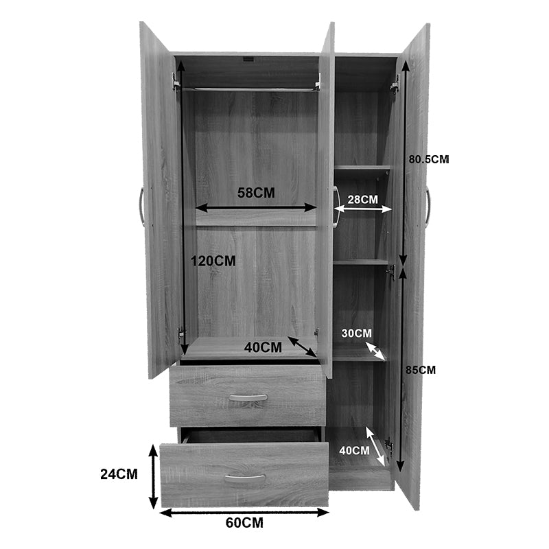 Ντουλάπα πεντάφυλλη Athos I λευκή 170x42x180εκ
