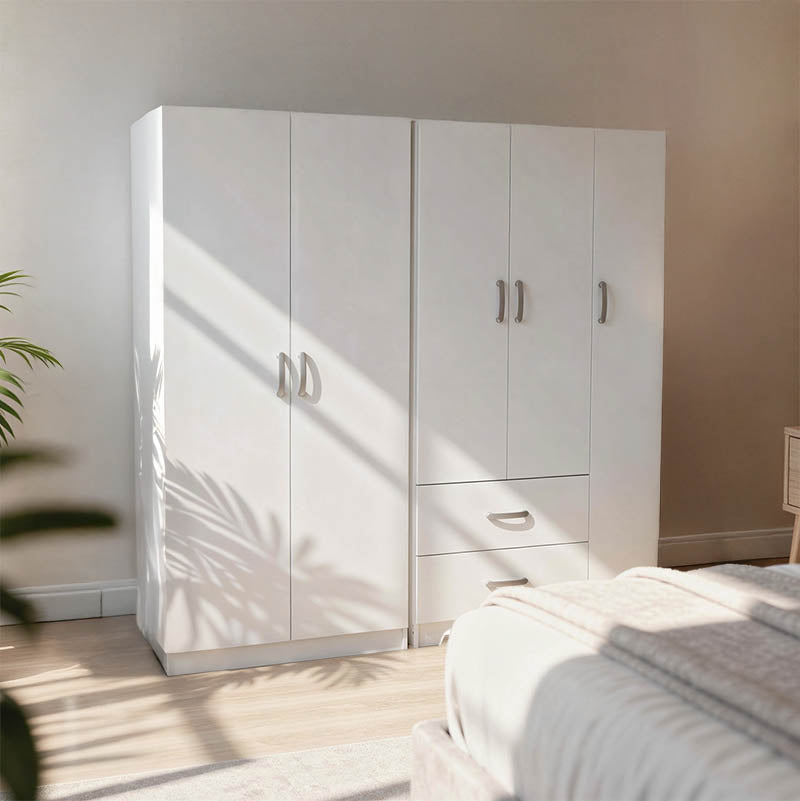 Ντουλάπα πεντάφυλλη Athos I λευκή 170x42x180εκ