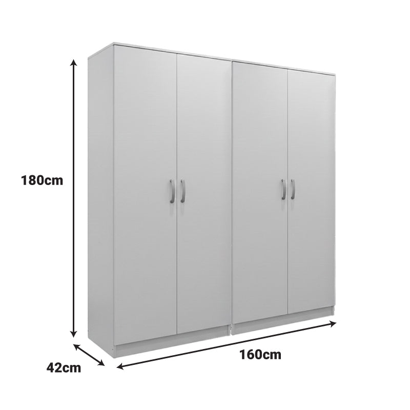 Ντουλάπα τετράφυλλη Athos Ι λευκή 160x42x180εκ