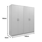 Ντουλάπα τετράφυλλη Athos Ι λευκή 160x42x180εκ