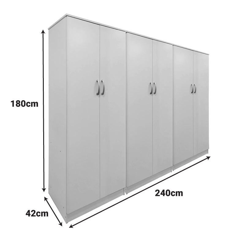 Ντουλάπα εξάφυλλη Athos ΙΙ λευκή 240x42x180εκ