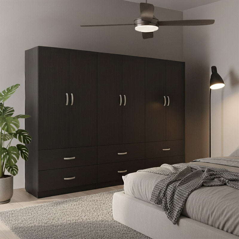 Ντουλάπα εξάφυλλη με συρτάρια Athos wenge 240x42x180εκ