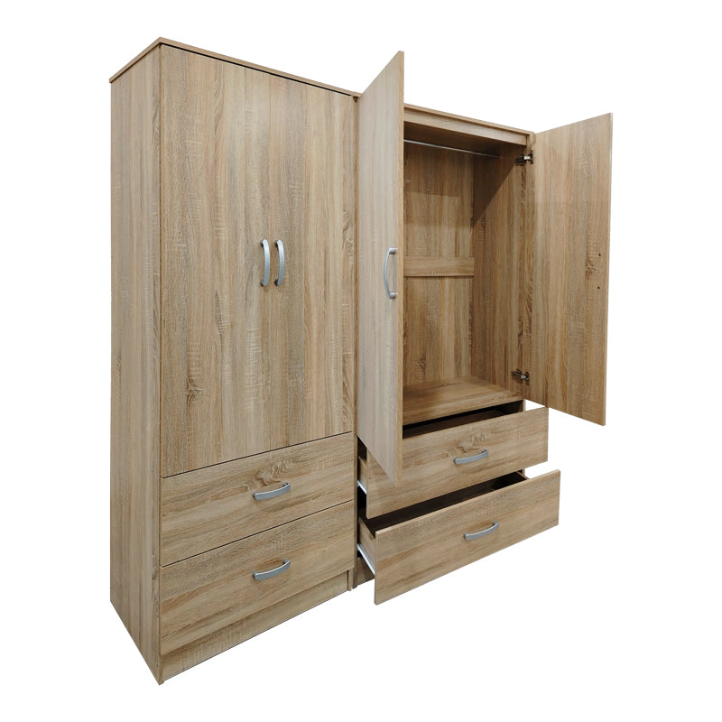 Ντουλάπα τετράφυλλη με συρτάρια Athos sonoma 160x42x180εκ