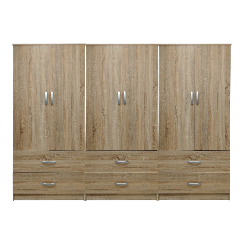 Ντουλάπα εξάφυλλη με συρτάρια Athos sonoma 240x42x180εκ
