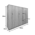 Ντουλάπα εξάφυλλη Athos I sonoma 240x42x180εκ