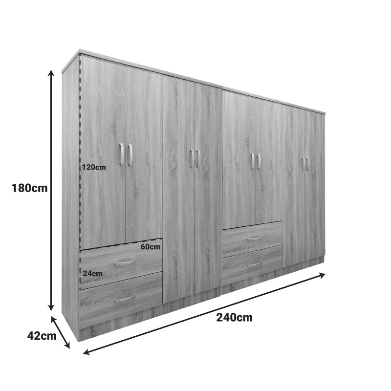 Ντουλάπα οχτάφυλλη Athos sonoma 241x42x181εκ