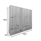 Ντουλάπα εξάφυλλη Athos sonoma 180x42x180εκ