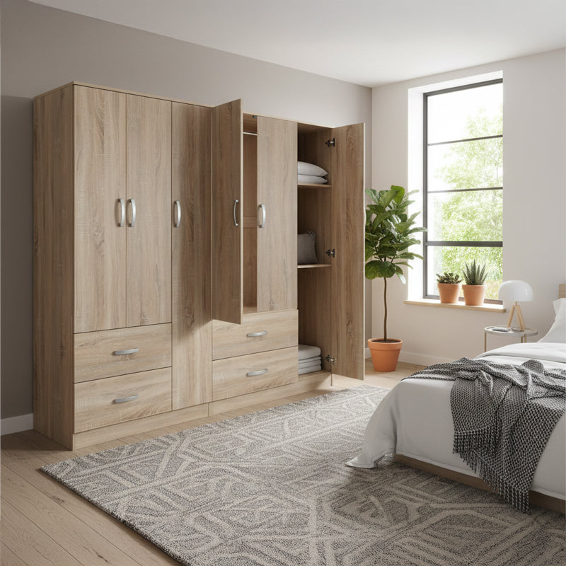 Ντουλάπα εξάφυλλη Athos sonoma 180x42x180εκ