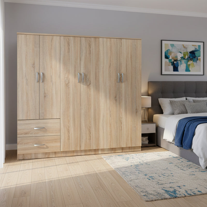 Ντουλάπα εξάφυλλη Athos Ι sonoma 200.5x42x180εκ