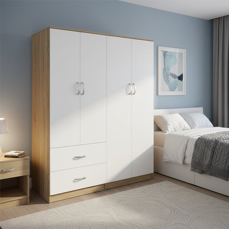 Ντουλάπα τετράφυλλη Athos sonoma-λευκό 160x42x180εκ