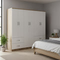 Ντουλάπα εξάφυλλη Athos Sonoma-λευκό 200.5x42x180εκ