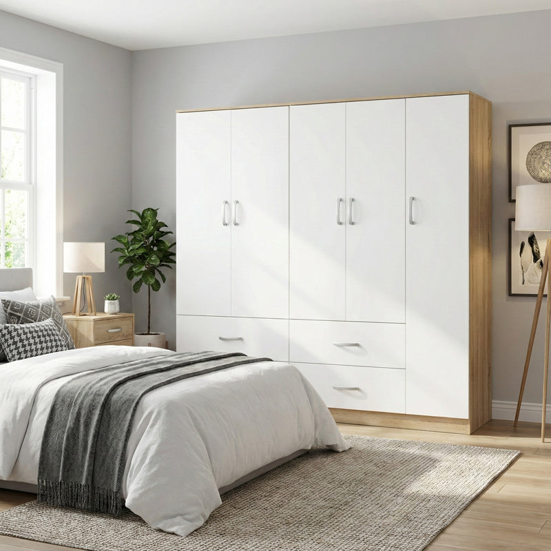 Ντουλάπα πεντάφυλλη Athos sonoma-λευκό 170x42x180εκ