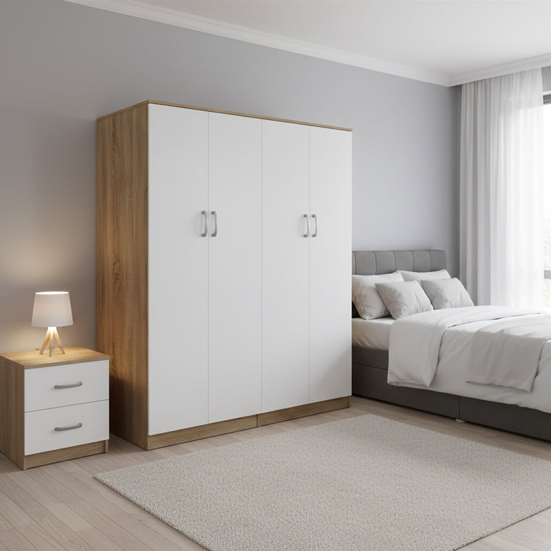 Ντουλάπα τετράφυλλη Athos Ι sonoma-λευκό 160x42x180εκ