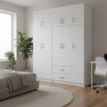 Ντουλάπα πεντάφυλλη με πατάρι Athos I λευκή 170x42x240εκ