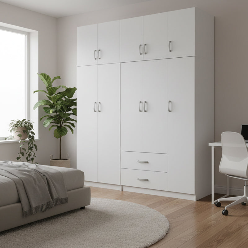 Ντουλάπα πεντάφυλλη με πατάρι Athos I λευκή 170x42x240εκ