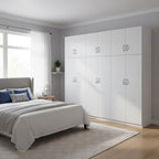 Ντουλάπα εξάφυλλη με πατάρι Athos ΙΙ λευκή 240x42x240εκ
