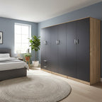 Ντουλάπα εξάφυλλη Athos I sonoma-ανθρακί 240x42x180εκ