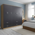 Ντουλάπα εξάφυλλη Athos sonoma-ανθρακί 180x42x180εκ