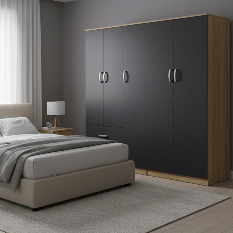 Ντουλάπα πεντάφυλλη Athos I sonoma-ανθρακί 170x42x180εκ