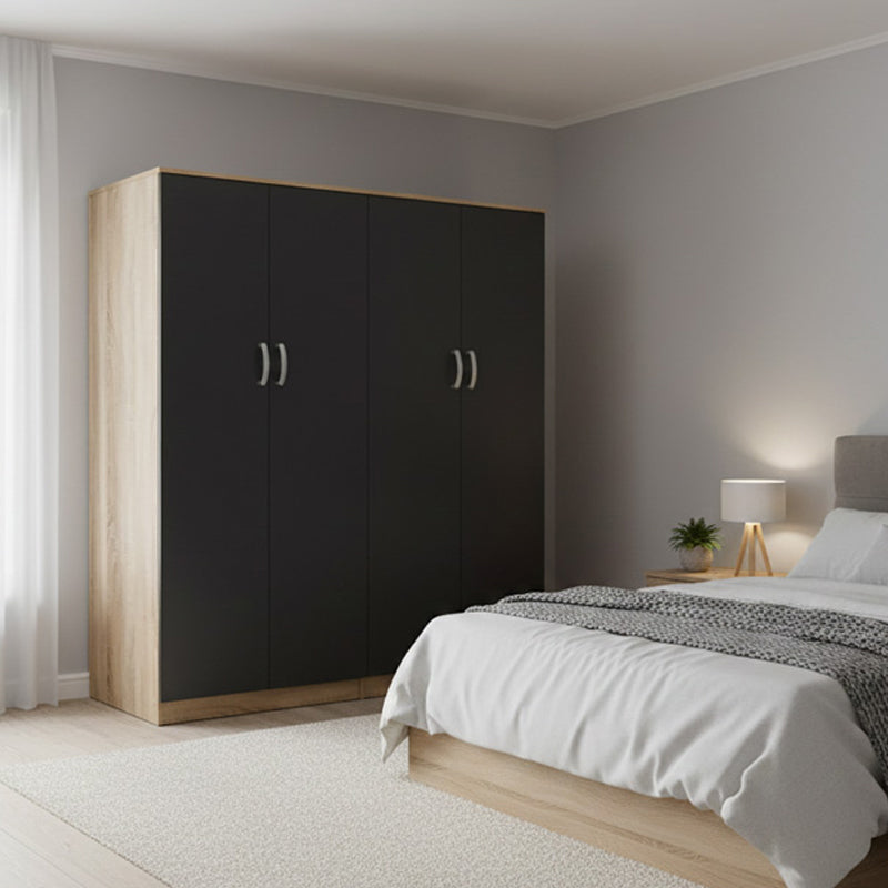Ντουλάπα τετράφυλλη Athos Ι sonoma-ανθρακί 160x42x180εκ
