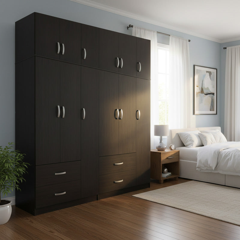 Ντουλάπα εξάφυλλη με πατάρι Athos wenge 180x42x240εκ