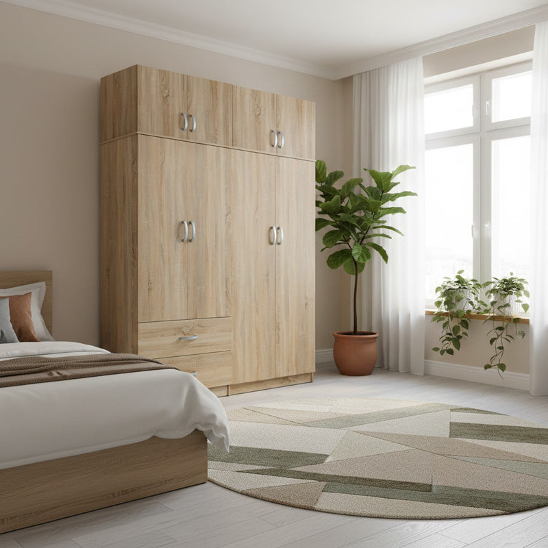 Ντουλάπα τετράφυλλη με πατάρι Athos sonoma 160x42x240εκ