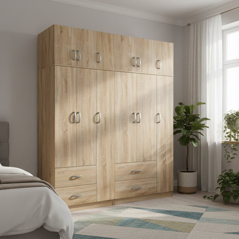Ντουλάπα εξάφυλλη με πατάρι Athos sonoma 180x42x240εκ