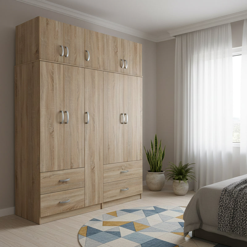 Ντουλάπα πεντάφυλλη με πατάρι Athos sonoma 170x42x240εκ