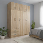 Ντουλάπα πεντάφυλλη με πατάρι Athos I sonoma 170x42x240εκ