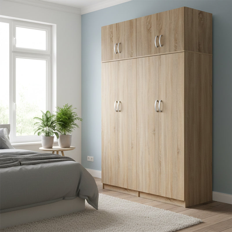 Ντουλάπα τετράφυλλη με πατάρι Athos Ι sonoma 160x42x240εκ