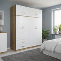 Ντουλάπα τετράφυλλη με πατάρι Athos sonoma-λευκή 160x42x240εκ