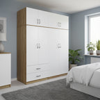 Ντουλάπα τετράφυλλη με πατάρι Athos sonoma-λευκή 160x42x240εκ