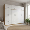 Ντουλάπα εξάφυλλη με πατάρι Athos sonoma-λευκή 240x42x240εκ
