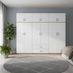 Ντουλάπα εξάφυλλη με πατάρι Athos I sonoma-λευκή 240x42x240εκ